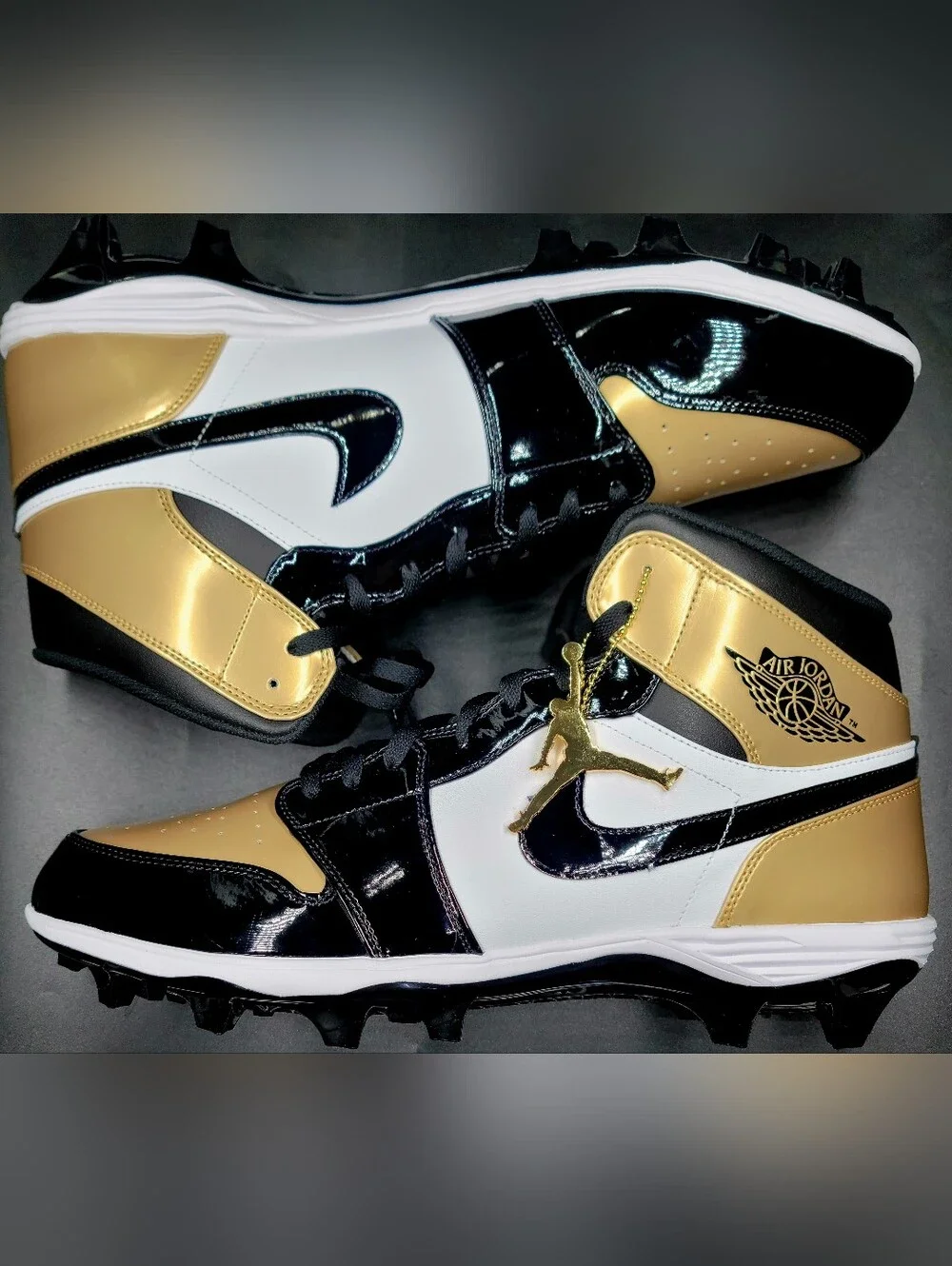 Air Jordan 1 Mid TD *Gold Toe* Football Cleats Sz 17 Men NIB